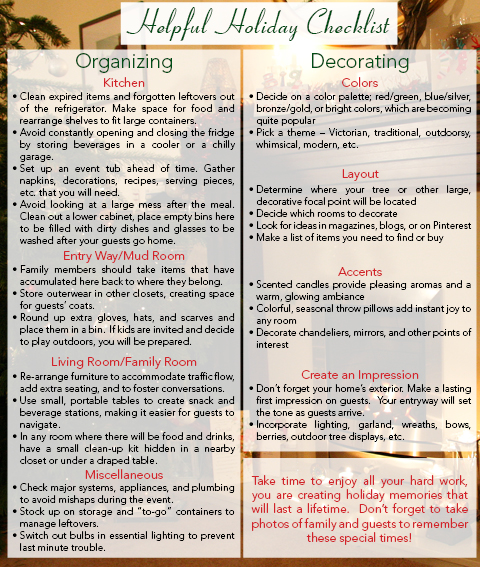 Holiday Checklist